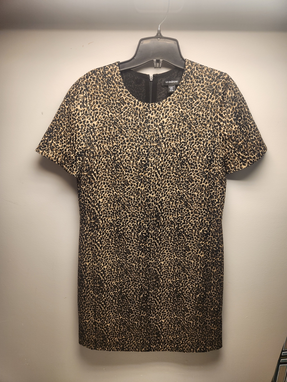 Short Sleeve Leopard Print T-shirt Style Smock - Black and Tan